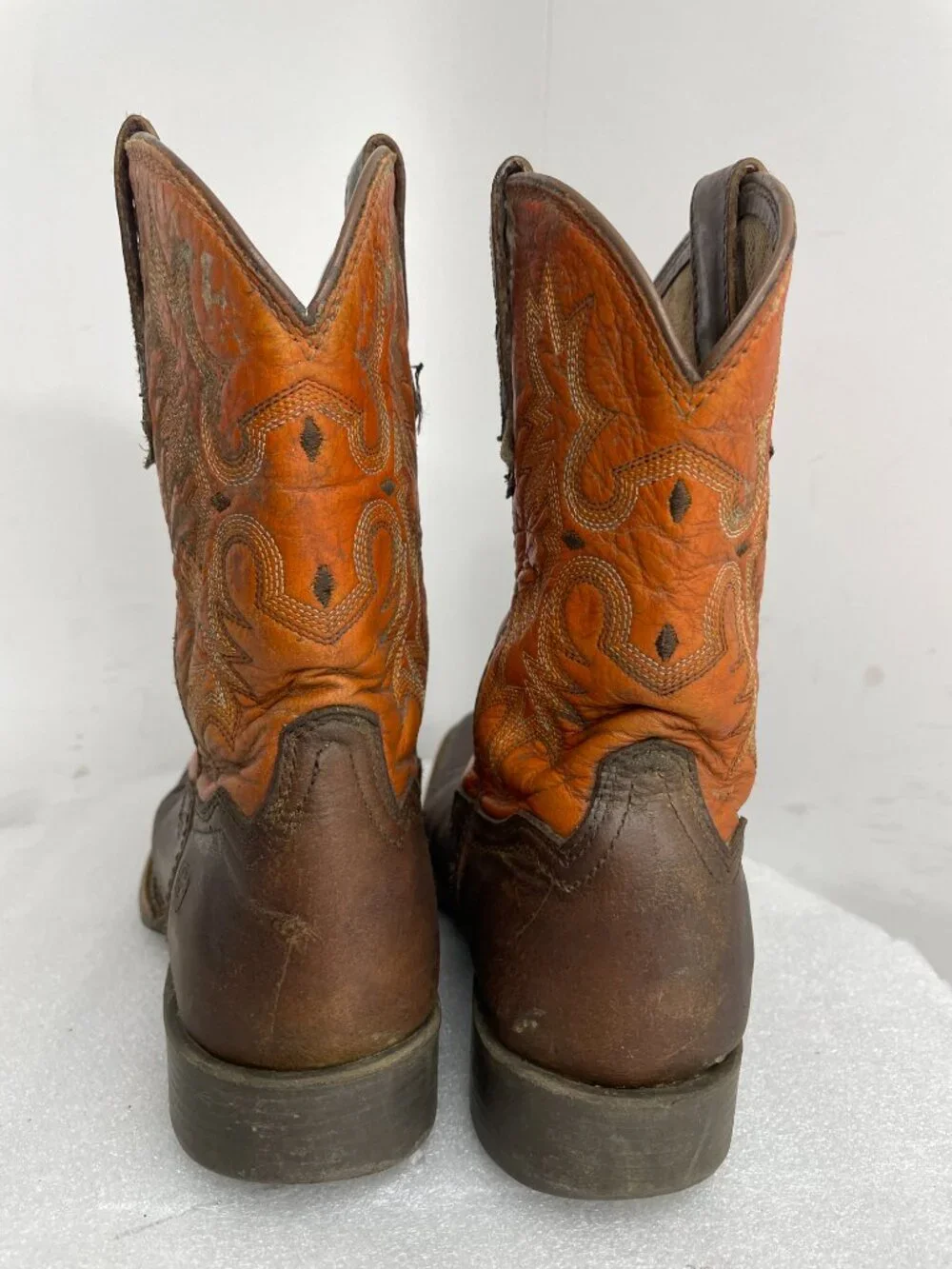 Ariat Tombstone Orange Western Cowboy Square Toe Boots Boys Kids Youth Size 3